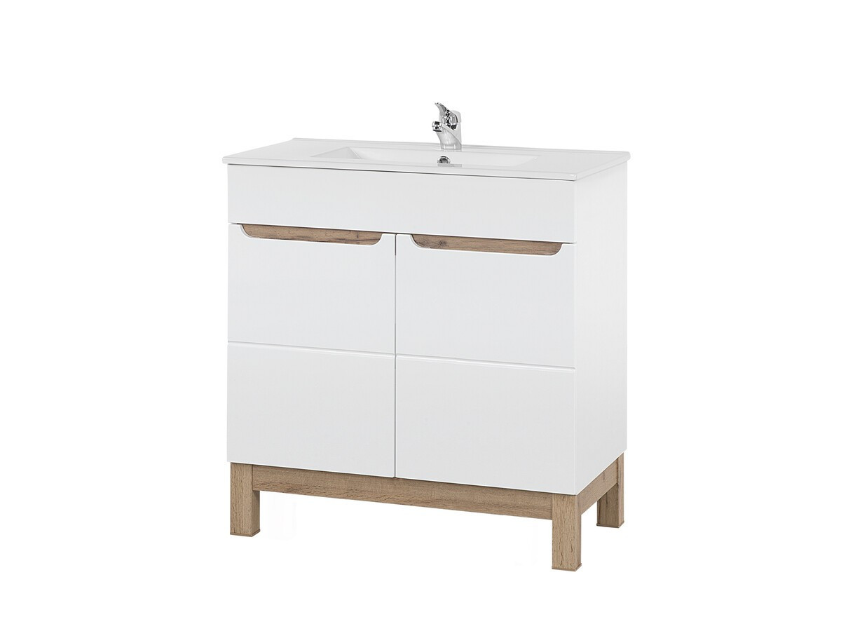 Umyvadlová skříňka Bali White I se zápustným umyvadlem 80 cm bílá/dub wotan
