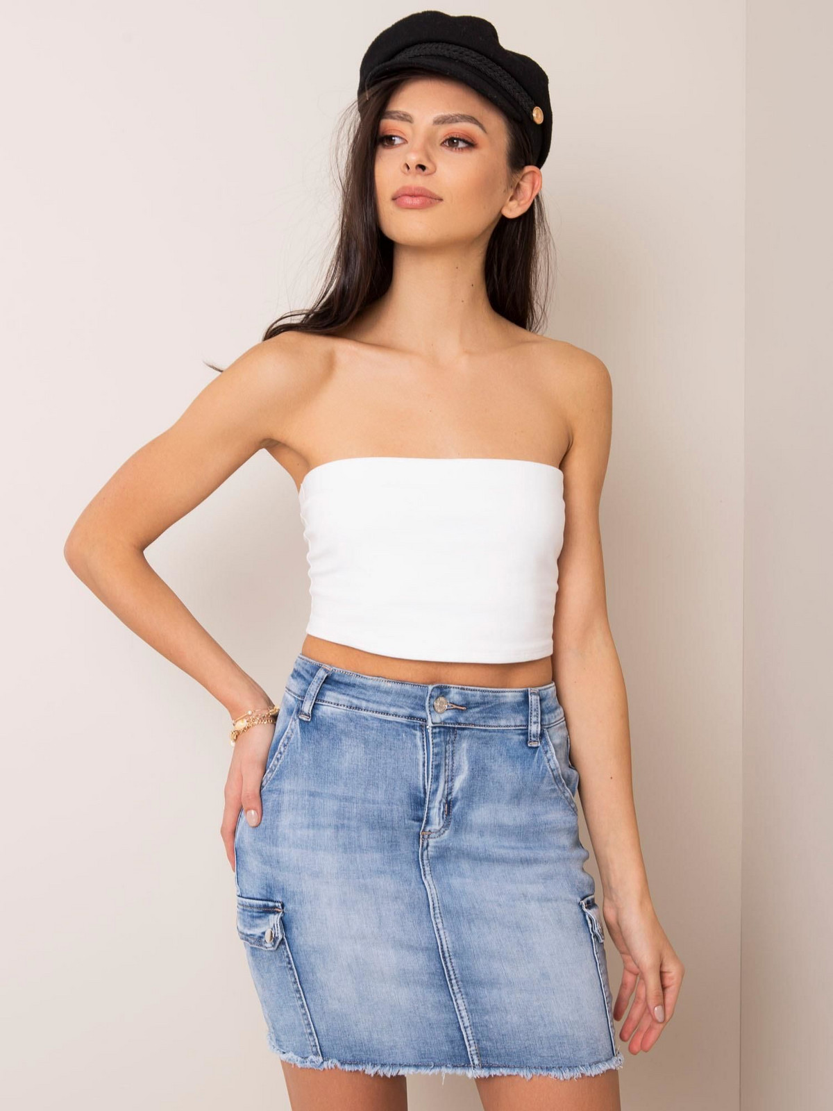 Krátka džínsová sukňa s vreckami - XL