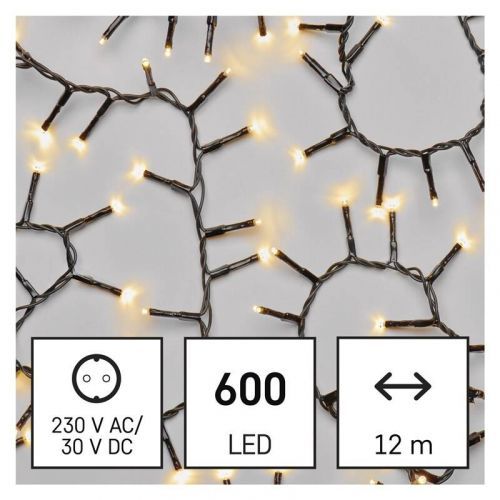 Vianočné osvetlenie EMOS 600 LED řetěz - ježek, 12 m, venkovní i vnitřní, teplá bílá, časovač (D4BW03) barva drátu: černá
barva světla: teplá bílá
čas