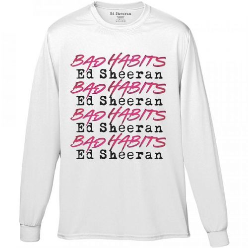 Ed Sheeran - Tričko s dlhým rukávom Bad Habits Stack - Muž, Unisex, Biela, XXL