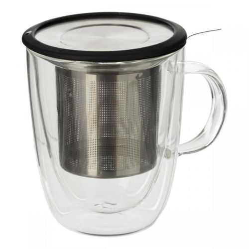 Hrnek s pokličkou a sítkem Louie 300 ml čirý