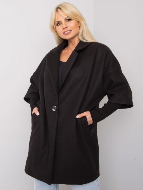 RUE PARIS Čierny oversize kabát S/M