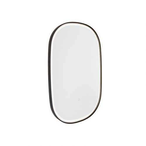 Ovale badkamerspiegel zwart 90x60 cm incl. LED met touchdimmer - Miral