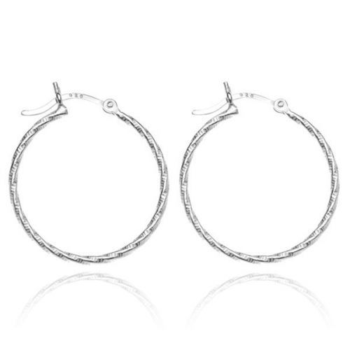 Náušnice zo striebra 925 - stočené kruhy s gravírovaním, 25 mm