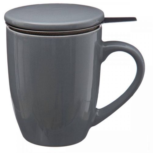 Hrnek s pokličkou a sítkem Lian 320 ml šedý
