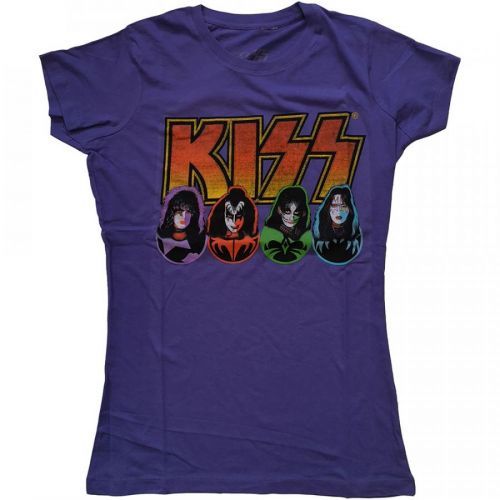 Kiss - Tričko Logo, Faces & Icons - Žena, Fialová, XL