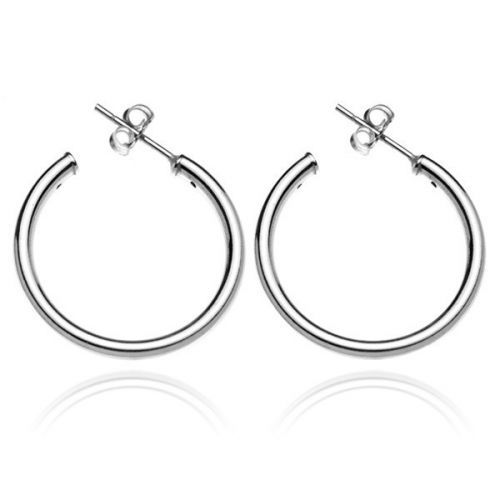 Okrúhle náušnice zo striebra 925 - hrubá, lesklá línia, 25 mm