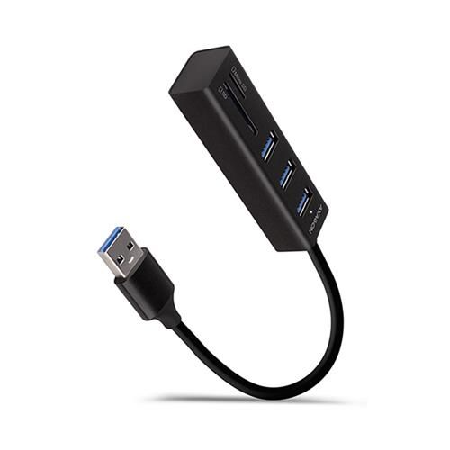 AXAGON HMA-CR3A 3x USB-A + SD/microSD, USB3.2 Gen 1 hub, metal, 20cm USB-A cable