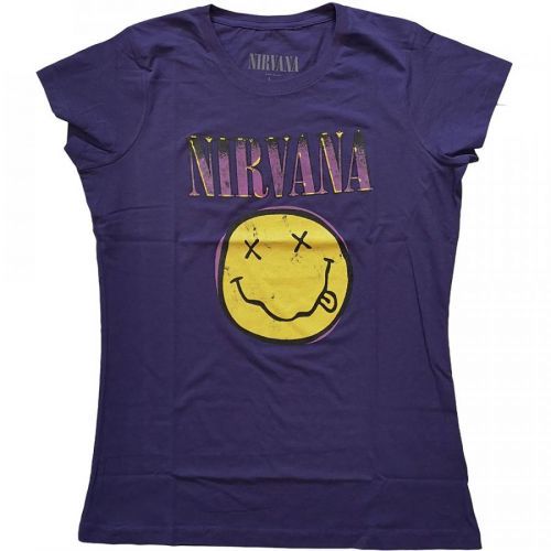 Nirvana - Tričko Xerox Smiley Pink - Žena, Fialová, XS
