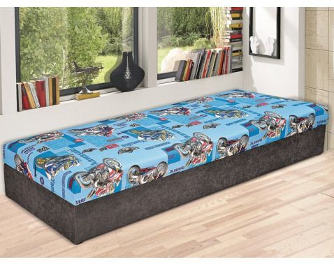 Posteľ Hurikán 80x200 cm, šedá/modrá%