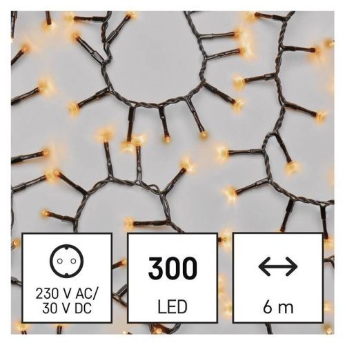 Vianočné osvetlenie EMOS 300 LED řetěz - ježek, 6 m, venkovní i vnitřní, vintage, časovač (D4BV04) barva drátu: černá
barva světla: vintage
časovač: a