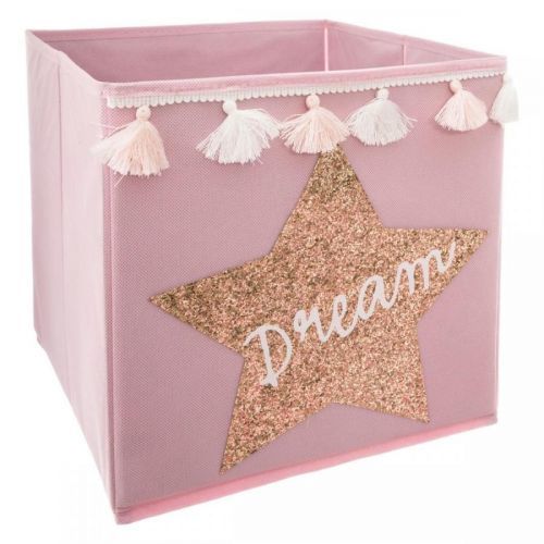 Textilní koš na hračky Dream růžový