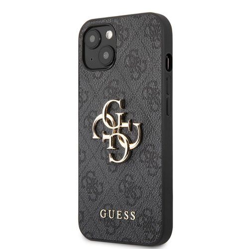GUHCP13M4GMGGR Guess PU 4G Metal Logo Zadní Kryt pro iPhone 13 Grey