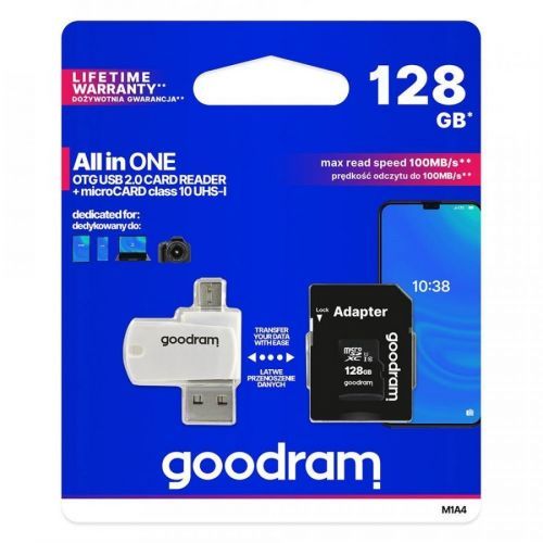 Pamäťová karta GOODRAM microSDHC 128 GB UHS-I + adaptér + OTG čítačka