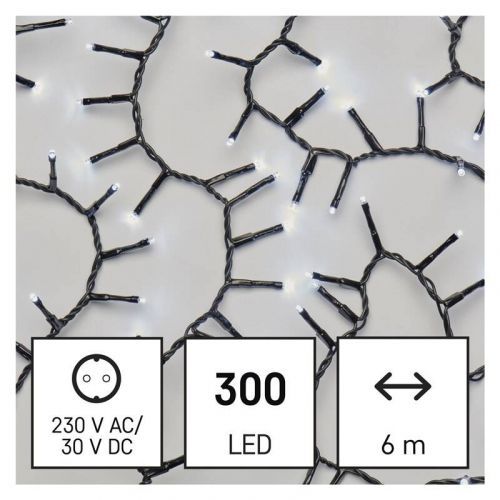 Vianočné osvetlenie EMOS 300 LED řetěz - ježek, 6 m, venkovní i vnitřní, studená bílá, časovač (D4BC04) barva drátu: černá
barva světla: studená bílá