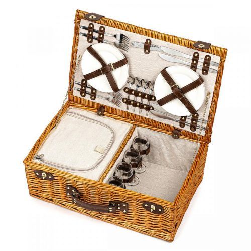Piknikový kôš pre 4 osoby hnedá, 54 x 34 x 20 cm