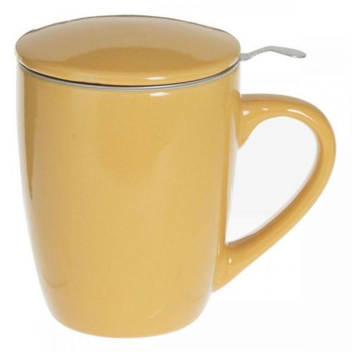Hrnek s pokličkou a sítkem Lian 320 ml žlutý