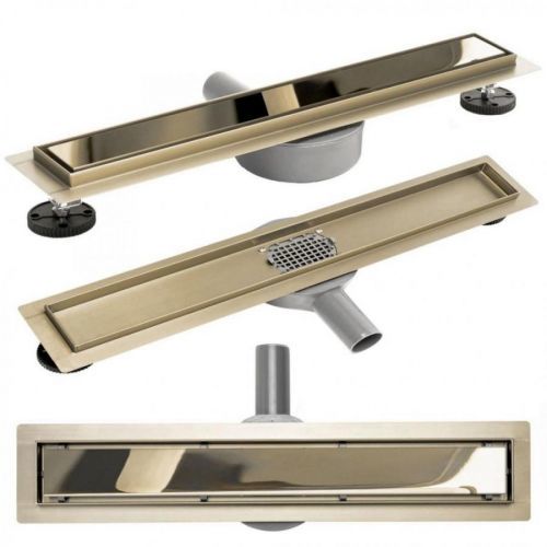 REA - Lineárne sprchový žľab Pure Neo Mirror Pro 600 zlatý REA-G5610