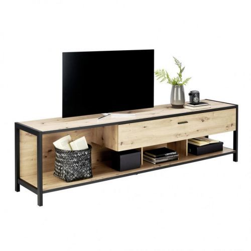 Carryhome TV DIEL, antracitová, farby dubu, 215/57/46 cm