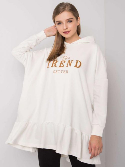 Ecru tepláková tunika s volánom ONE SIZE