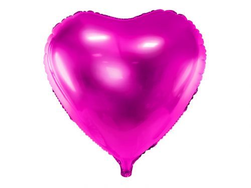 PartyDeco Fóliový balón srdce - tmavá ružová 45 cm