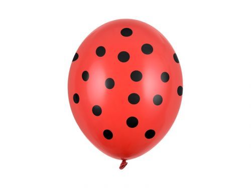PartyDeco Latexový balón - červený s čiernymi bodkami