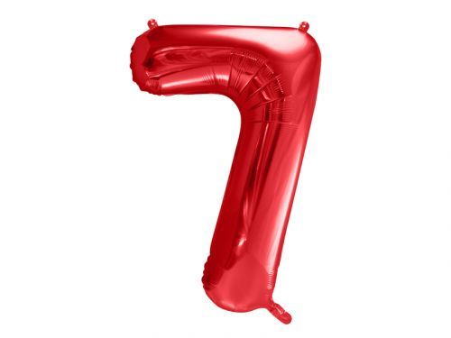PartyDeco Balónik fóliový narodeninové číslo 7 červený 86 cm