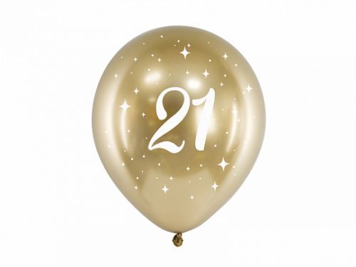 PartyDeco Latexové balóniky - zlaté číslo 21 6 ks
