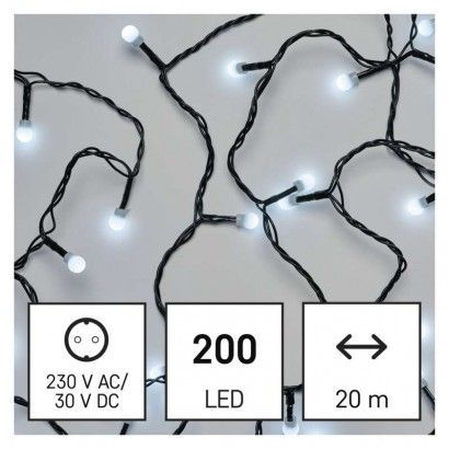 LED vianočná cherry reťaz – guľôčky, 20 m, vonkajšia aj vnútorná, studená biela, 8 - programov