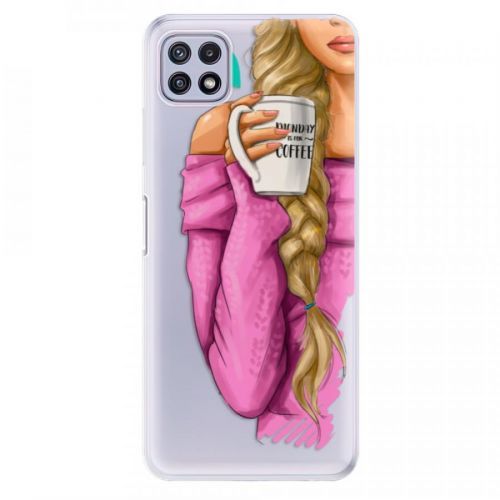 Odolné silikónové puzdro iSaprio - My Coffe and Blond Girl - Samsung Galaxy A22 5G