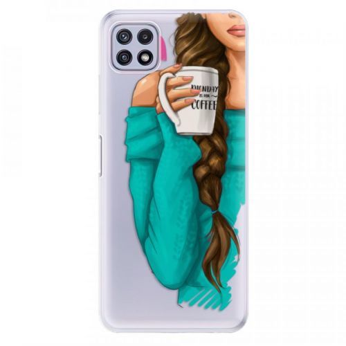 Odolné silikónové puzdro iSaprio - My Coffe and Brunette Girl - Samsung Galaxy A22 5G