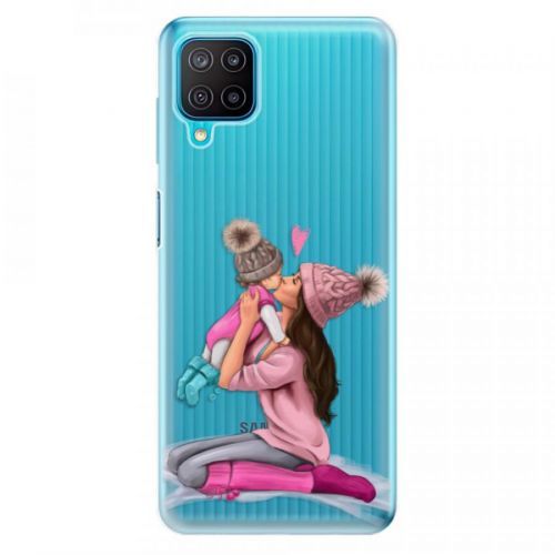 Odolné silikónové puzdro iSaprio - Kissing Mom - Brunette and Girl - Samsung Galaxy M12
