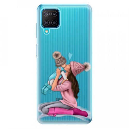 Odolné silikónové puzdro iSaprio - Kissing Mom - Brunette and Boy - Samsung Galaxy M12