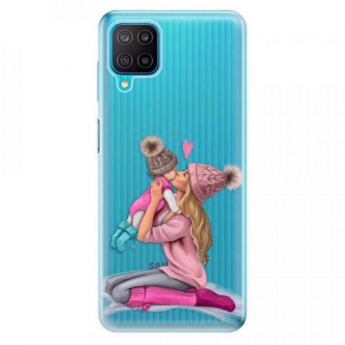 Odolné silikónové puzdro iSaprio - Kissing Mom - Blond and Girl - Samsung Galaxy M12