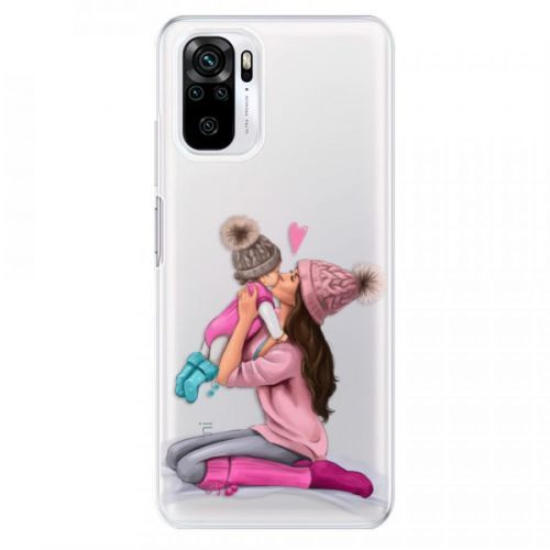 Odolné silikónové puzdro iSaprio - Kissing Mom - Brunette and Girl - Xiaomi Redmi Note 10 / Note 10S