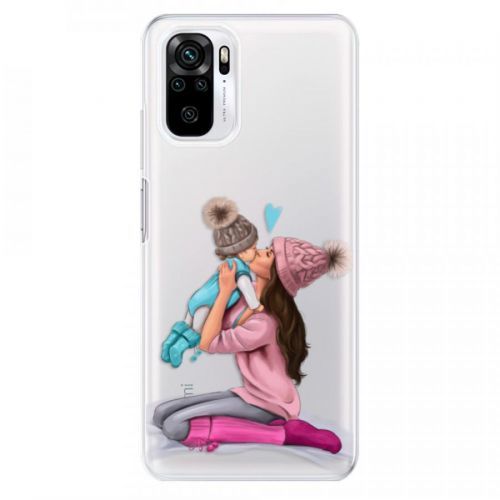 Odolné silikónové puzdro iSaprio - Kissing Mom - Brunette and Boy - Xiaomi Redmi Note 10 / Note 10S
