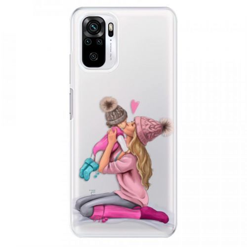 Odolné silikónové puzdro iSaprio - Kissing Mom - Blond and Girl - Xiaomi Redmi Note 10 / Note 10S
