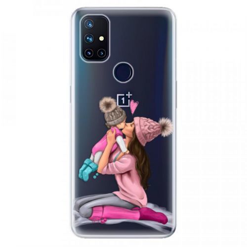 Odolné silikónové puzdro iSaprio - Kissing Mom - Brunette and Girl - OnePlus Nord N10 5G