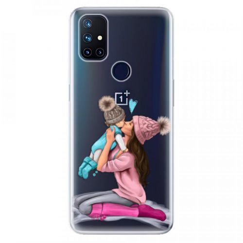 Odolné silikónové puzdro iSaprio - Kissing Mom - Brunette and Boy - OnePlus Nord N10 5G