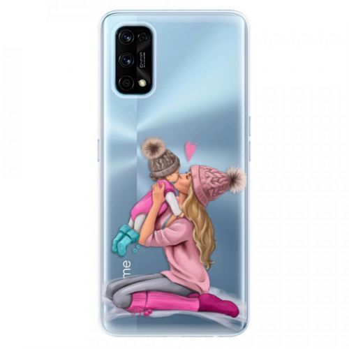Odolné silikónové puzdro iSaprio - Kissing Mom - Blond and Girl - Realme 7 Pro