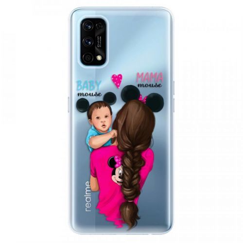 Odolné silikónové puzdro iSaprio - Mama Mouse Brunette and Boy - Realme 7 Pro