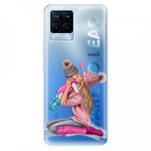 Odolné silikónové puzdro iSaprio - Kissing Mom - Blond and Girl - Realme 8 / 8 Pro