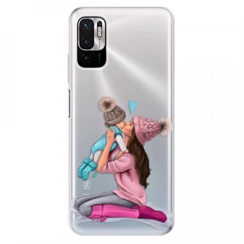 Odolné silikónové puzdro iSaprio - Kissing Mom - Brunette and Boy - Xiaomi Redmi Note 10 5G