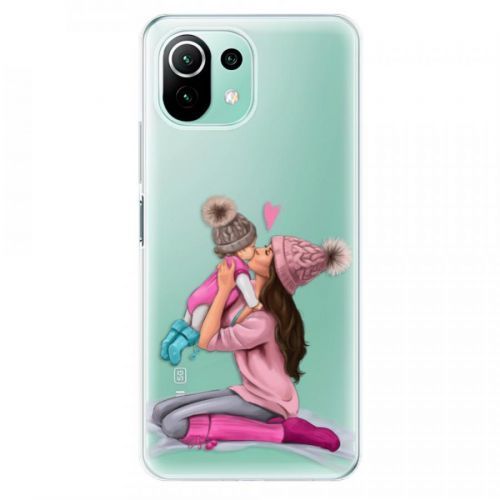 Odolné silikónové puzdro iSaprio - Kissing Mom - Brunette and Girl - Xiaomi Mi 11 Lite