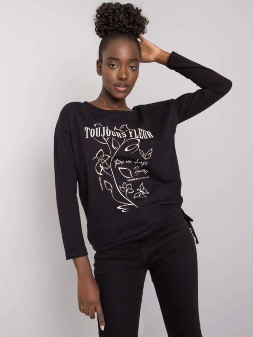 Čierna bavlnená blúzka s dlhým rukávom S/M