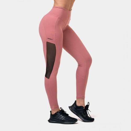 NEBBIA Dámske legíny Mesh High Waist Old Rose  XS