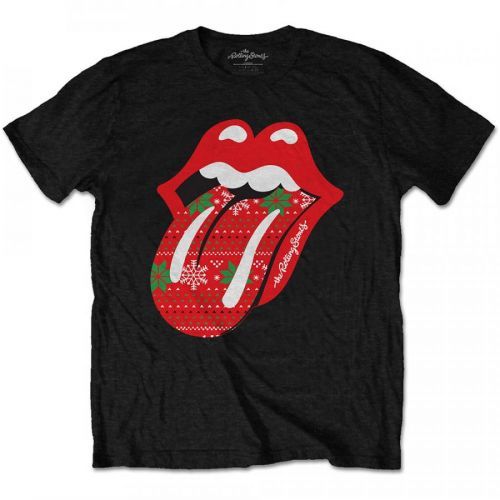 Rolling Stones - Tričko Christmas Tongue - Muž, Unisex, Čierna, XXL