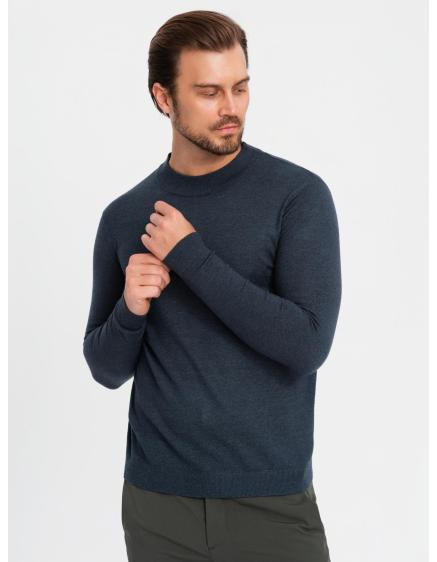 Pánsky pletený sveter RELAXED FIT so vzormi - tmavomodrý V1
