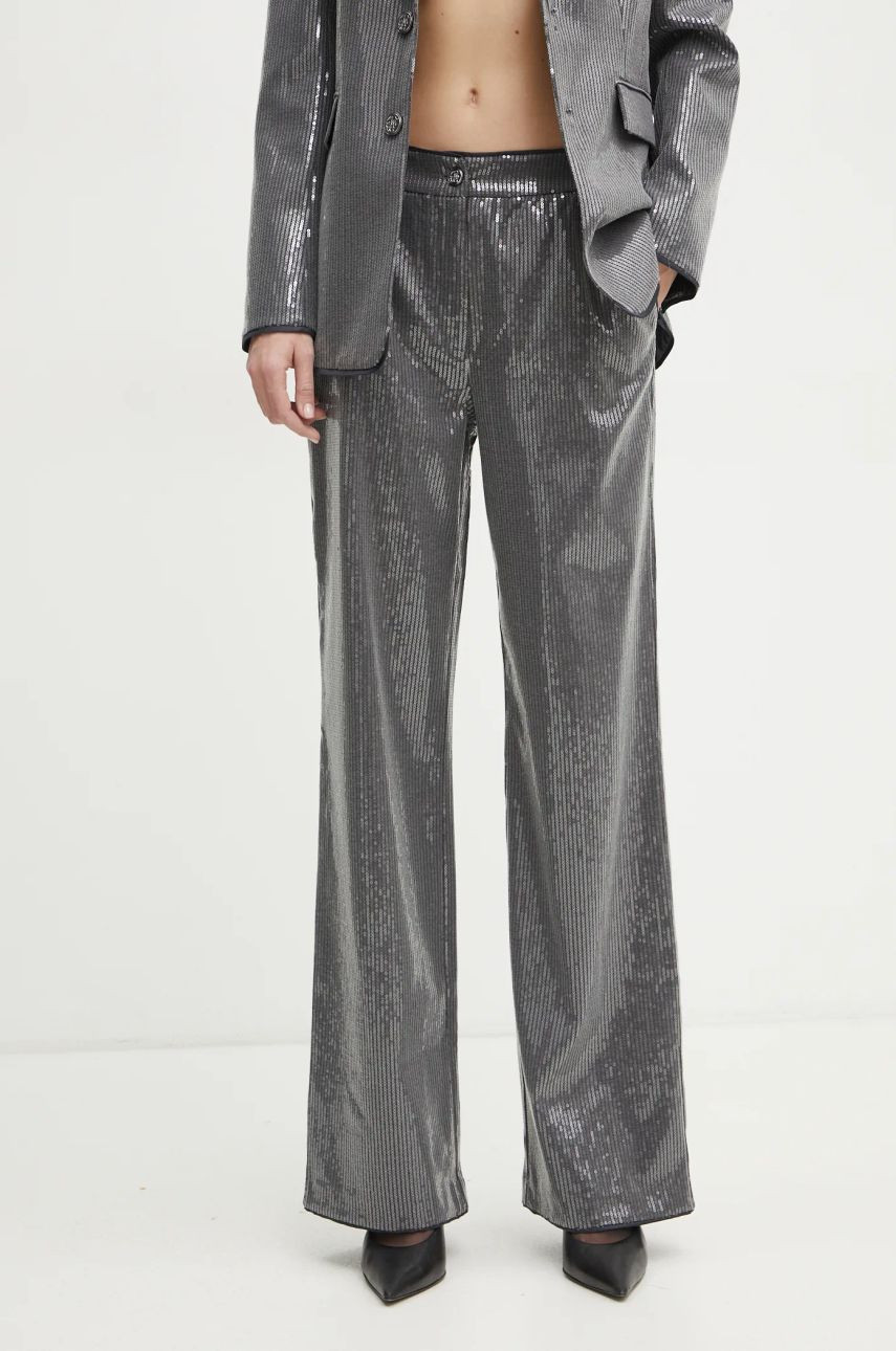 Nohavice Guess CASSIA dámske, šedá farba, široké, vysoký pás, W5RB32 WGX40