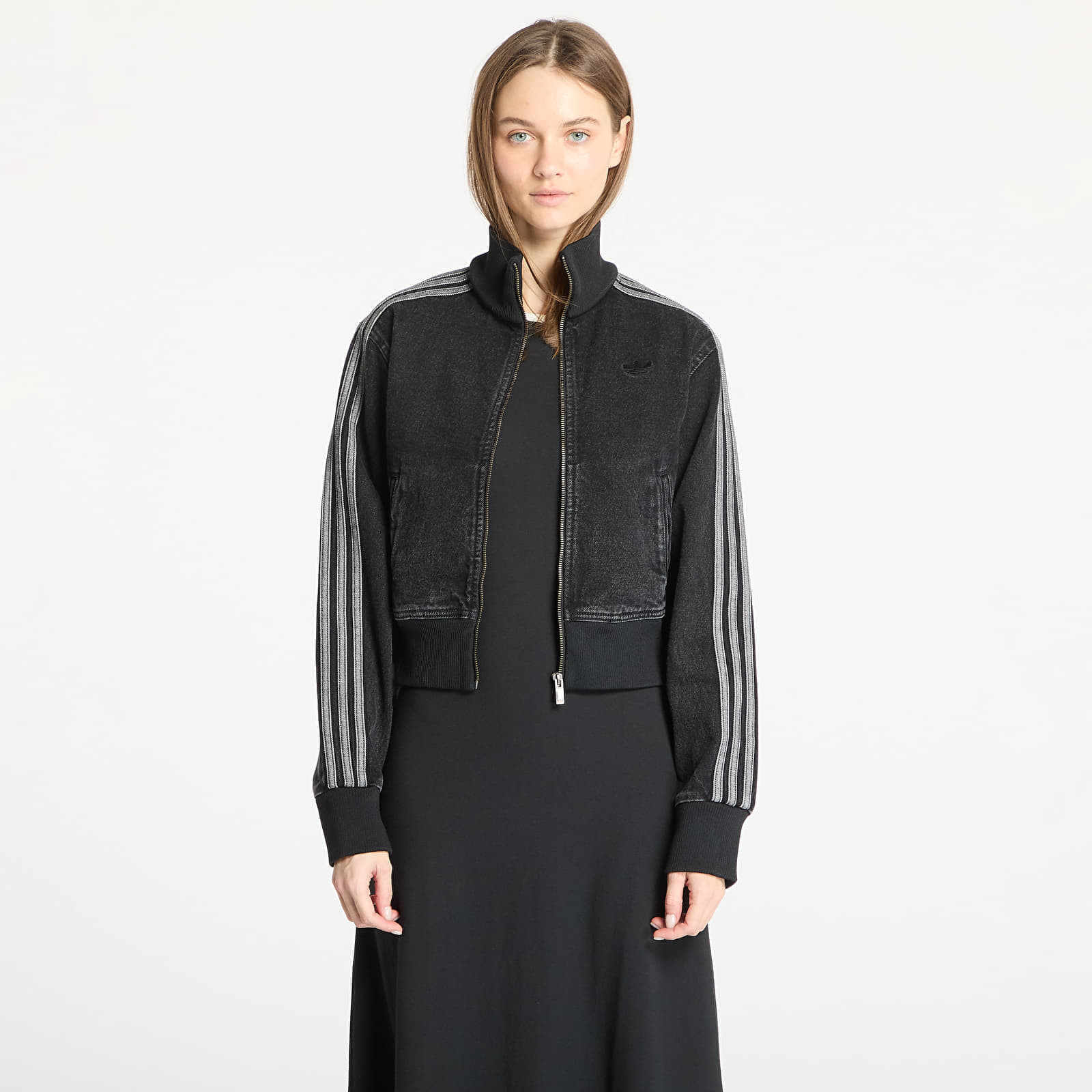 Bunda adidas Adicolor Denim Track Top Black/ True Black Denim M